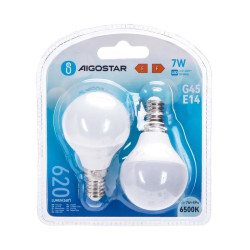 Żarówki LED G45 E14 7W 6500K 2 sztuki białe zimne światło