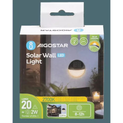 Lampa ścienna solarna LED czarna 2700K z panelem polikrystalicznym