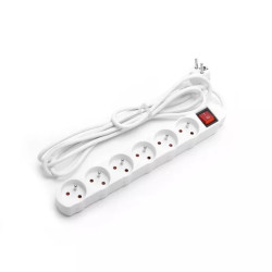 Listwa zasilająca 6 gniazd francuskich biały 3m kabel 2300W z przełącznikiem