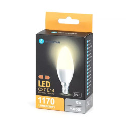 Zestaw 2 żarówek LED C37 12W E14 ciepłe 3000K 1170 lm