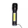 Latarka ładowalna USB 3.7W z bocznym światłem COB i zoomem czarna