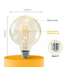 Żarówka LED filamentowa bursztynowa G125 E27 8W 2200K 720lm