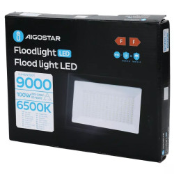 Halogen LED 100W zimna barwa 6500K 9000lm IP65 czarny slim