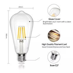 Żarówka LED filamentowa ST64 E27 4W ciepła 2700K 480lm przezroczysta