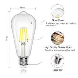 Żarówka LED Filament ST64 E27 4W 6500K 500lm zimna barwa