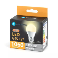 Zestaw 2 żarówek LED G45 11W E27 ciepłe światło 3000K 1060lm