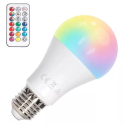 Żarówka LED A60 E27 12W RGB + 3000K 1170lm z pilotem biała