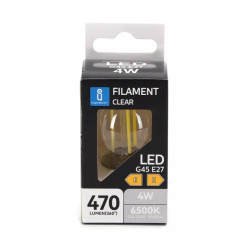 Żarówka LED Filament G45 E27 4W zimna barwa 6500K 470lm szklana bańka