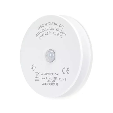 Lampka nocna LED akumulatorowa 0,5W 3000K/6500K z czujnikiem ruchu i ładowaniem USB