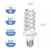 Żarówka LED E27 7W 6500K 660lm spiralna 360° przezroczysta do wnętrz