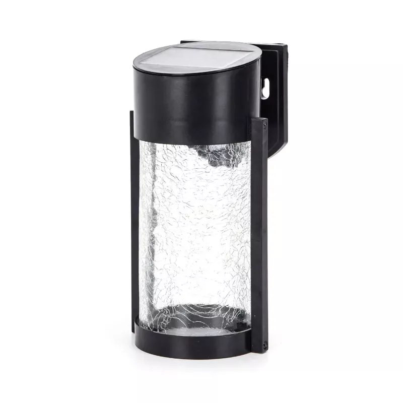 Lampa solarna ścienna LED 2W ciepłe światło 2700K czarna IP44