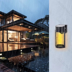 Lampa solarna ścienna LED 2W ciepłe światło 2700K czarna IP44