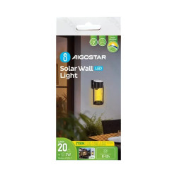 Lampa solarna ścienna LED 2W ciepłe światło 2700K czarna IP44