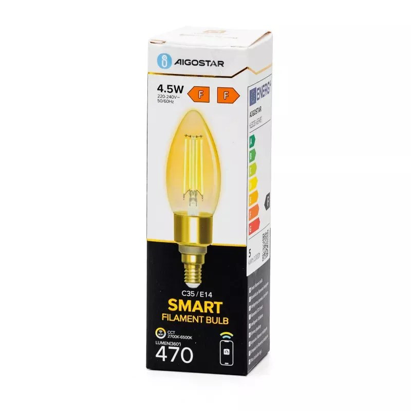 Żarówka LED inteligentna E14 4,5W 2700-6500K bursztynowa 470lm