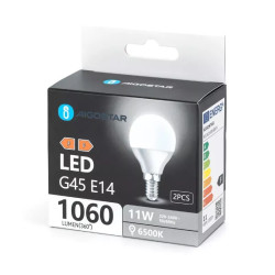 Żarówka LED E14 11W 6500K 2 sztuki 1060 lumenów G45 biały
