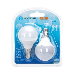 Żarówka LED E14 3W 6500K zimna barwa 2 sztuki plastikowa biała kulka