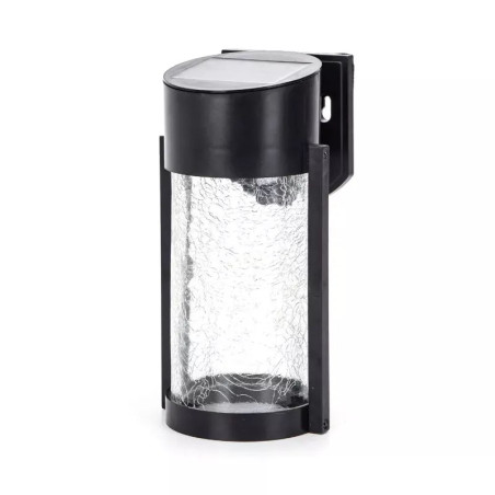 Lampa ścienna solarna 2W LED RGB czarna z pękniętym szkłem IP44