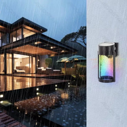 Lampa ścienna solarna 2W LED RGB czarna z pękniętym szkłem IP44