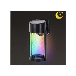 Lampa ścienna solarna 2W LED RGB czarna z pękniętym szkłem IP44