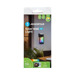 Lampa ścienna solarna 2W LED RGB czarna z pękniętym szkłem IP44