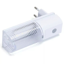 Lampka nocna LED 0,6W 6500K z czujnikiem światła, biała