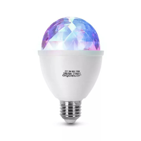 Żarówka LED E27 3W RGB do efektów świetlnych, 180° kąt świecenia