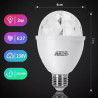 Żarówka LED E27 3W RGB do efektów świetlnych, 180° kąt świecenia