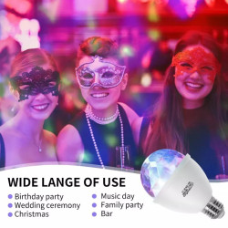 Żarówka LED E27 3W RGB do efektów świetlnych, 180° kąt świecenia