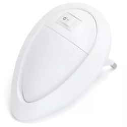 Lampka nocna LED 0,6W 20 lm ciepła z włącznikiem do gniazdka biała