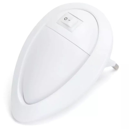 Lampka nocna LED 0,6W 20 lm ciepła z włącznikiem do gniazdka biała