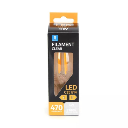 Żarówka LED Filament C35 E14 4W 2700K ciepła przezroczysta szklana
