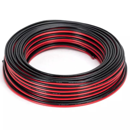 Kabel audio 2-żyłowy miedziany 0,75 mm² 20 m czerwono-czarny