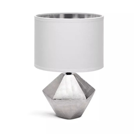 Lampa stołowa ceramiczna z trzonkiem E14 i białym abażurem 40W