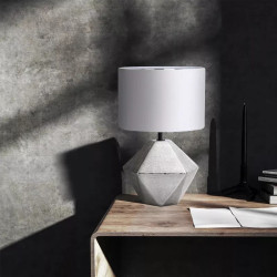 Lampa stołowa ceramiczna z trzonkiem E14 i białym abażurem 40W