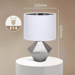 Lampa stołowa ceramiczna z trzonkiem E14 i białym abażurem 40W