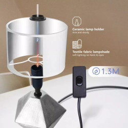 Lampa stołowa ceramiczna z trzonkiem E14 i białym abażurem 40W