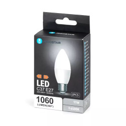 Zestaw 2 żarówek LED świeczka C37 E27 11W 6500K zimna barwa
