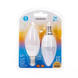 Żarówki LED C37 E14 7W 3000K ciepłe światło zestaw 2 sztuki