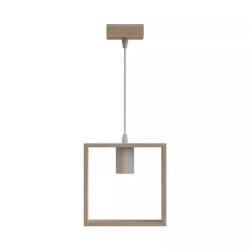 Lampa wisząca drewniana 60W E27 naturalne drewno 200x200 mm
