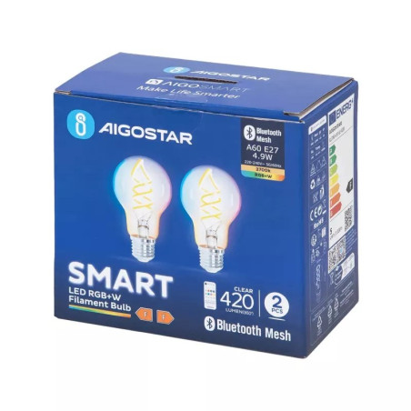 Zestaw 2 żarówek LED A60 E27 4,9W Bluetooth Mesh RGB + 2700K