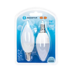 Żarówki LED E14 C37 3W 6500K zimne światło 2 sztuki