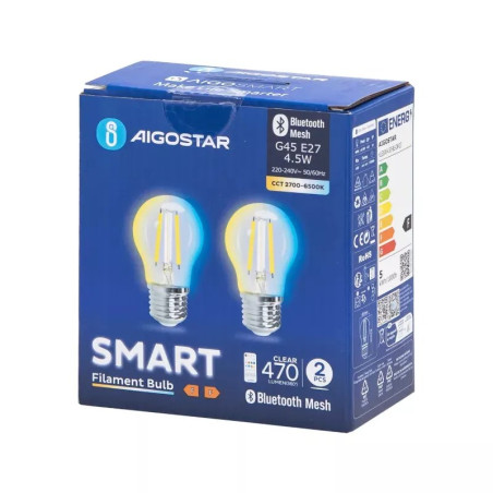 Żarówka LED E27 4,5W z regulacją barwy 2700-6500K 2 sztuki Bluetooth Mesh