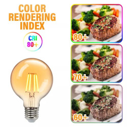 Żarówka LED G80 E27 6W 2200K bursztynowa 600lm do wnętrz