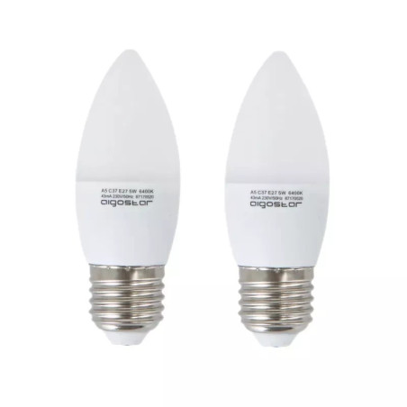 Zestaw 2 żarówek LED C37 E27 3W 6500K zimne światło 255lm