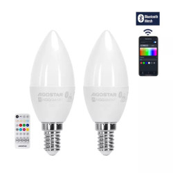 Zestaw 2 żarówek LED E14 C37 6,5W RGB+CCT 555 lm z Bluetooth Mesh