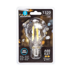 Żarówka LED filamentowa A60 E27 12W 6500K przezroczysta 1320lm