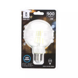 Żarówka LED filamentowa G80 E27 8W 6500K zimna barwa światła