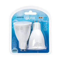 Żarówki LED GU10 15W 6500K zimna barwa 2 sztuki 100° kąt