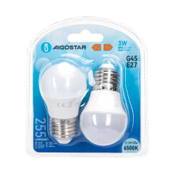Żarówki LED G45 E27 3W zimne światło 6500K 2 sztuki