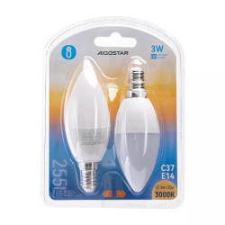 Żarówki LED świeczki E14 3W 3000K 2 sztuki ciepłe światło